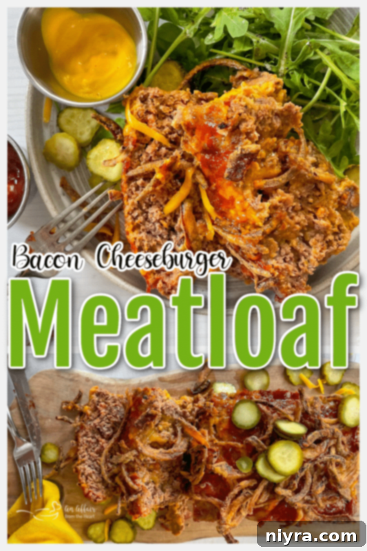 A graphic featuring the title 'Bacon Cheeseburger Meatloaf' alongside a tempting image of the finished dish, inviting readers to explore the recipe.