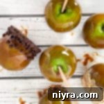 caramel apples on white background