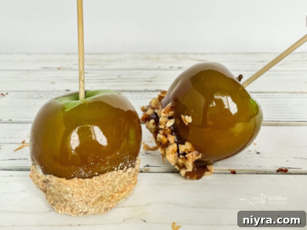 Close-up of fresh Granny Smith apples for caramel dipping