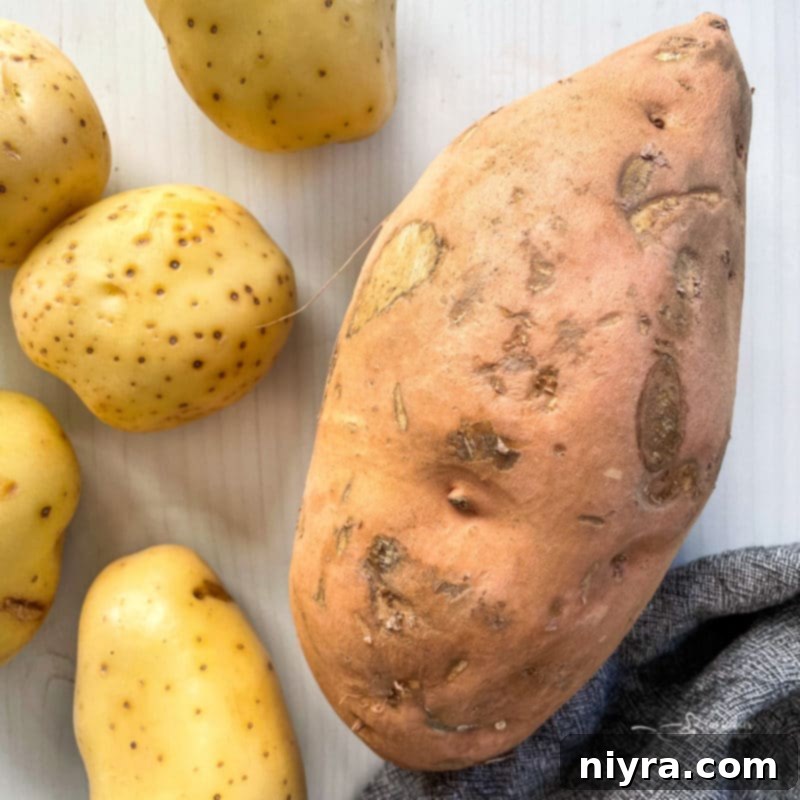 Golden-Crusted Creamy Potatoes 5 whole gold and sweet potatoes
