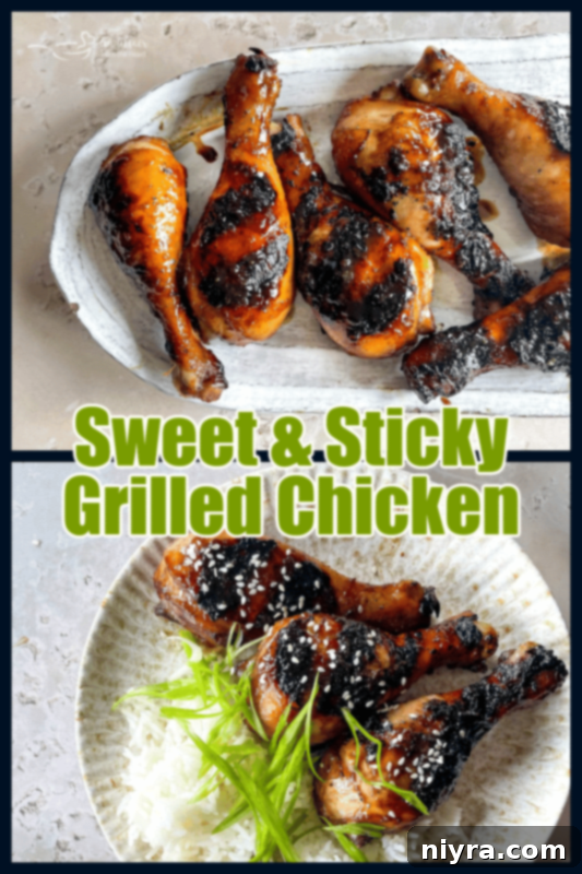 Plated Sweet and Sticky Grilled Chicken with a side of rice