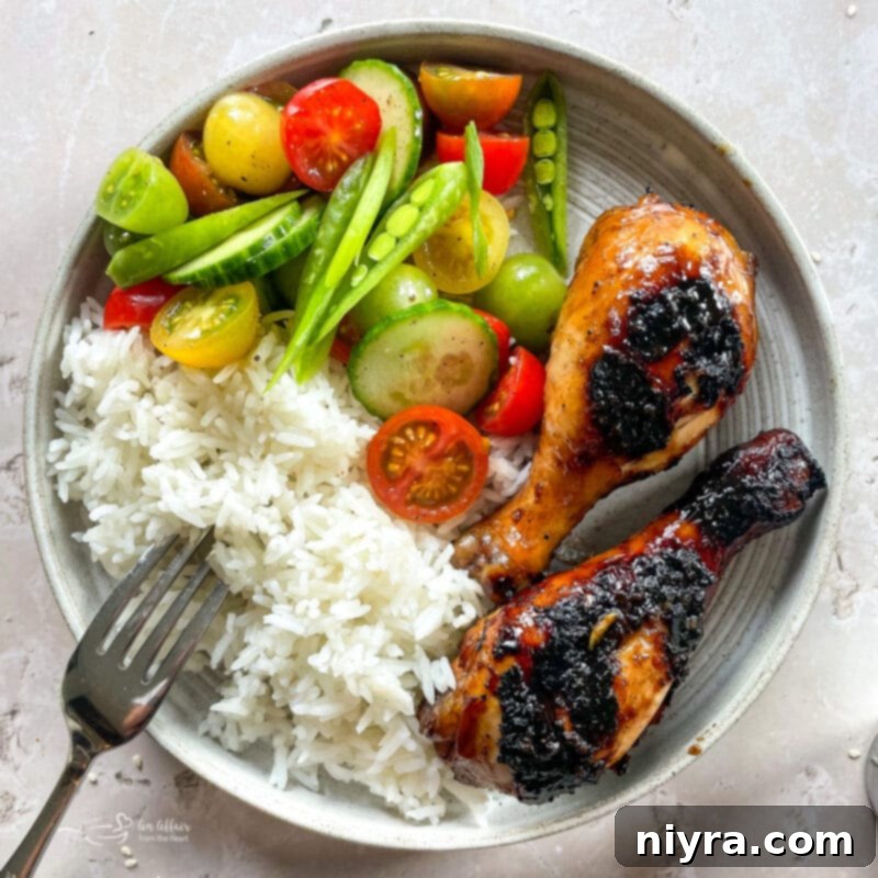 Sweet and Sticky Grilled Chicken close-up with a delightful glaze