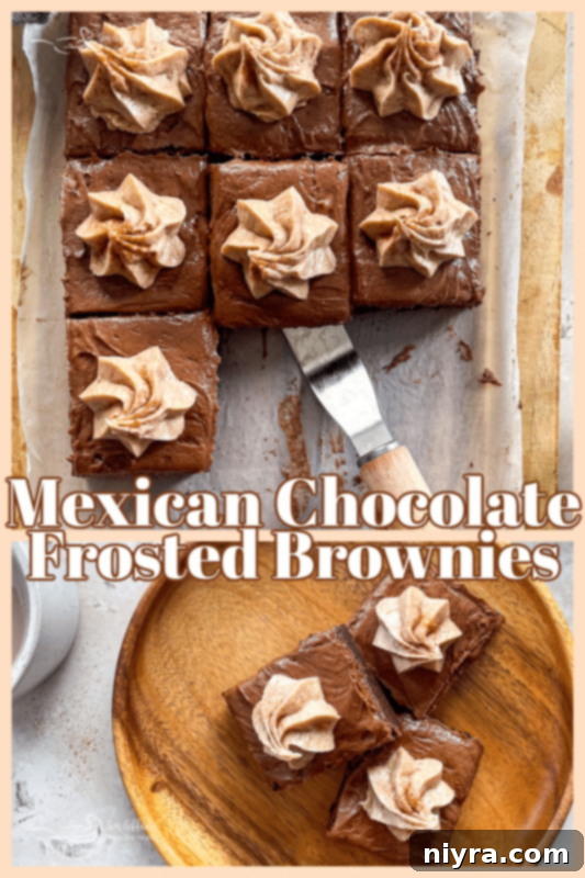 Mexican Chocolate Frosted Brownies on a cooling rack