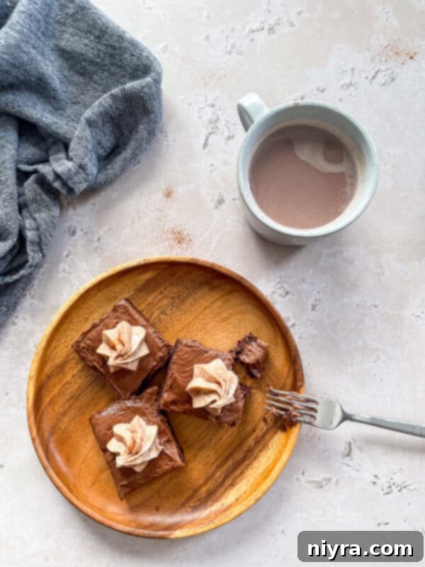 Mexican Chocolate Frosted Brownies stacked