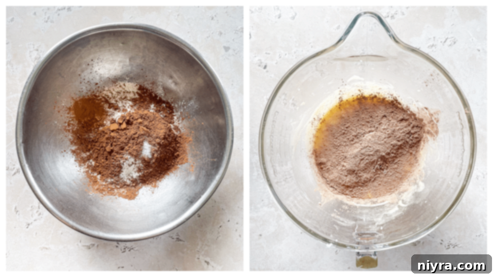 Mixing brownie ingredients