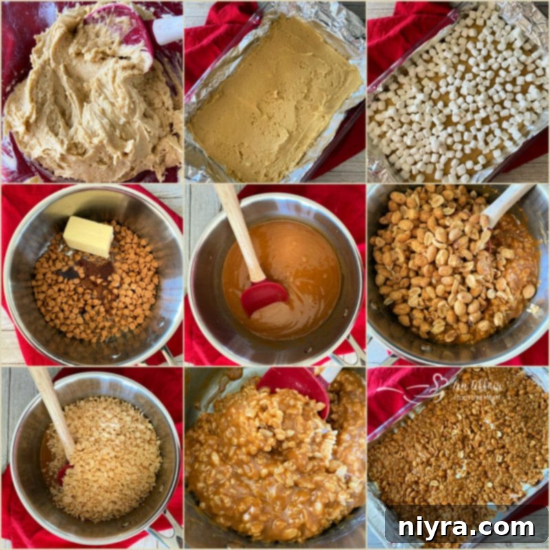 Steps for making Salted Nut Roll Bars