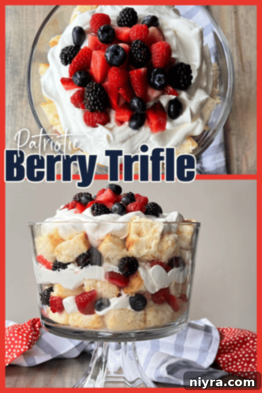 Beautifully arranged Red, White & Blue Berry Trifle with patriotic colors