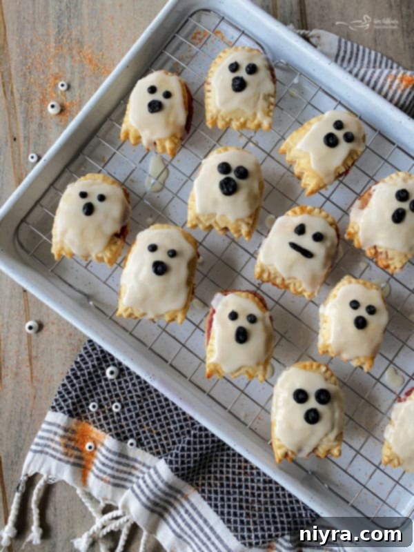 Ghostly Pop Tarts on a cooling rack