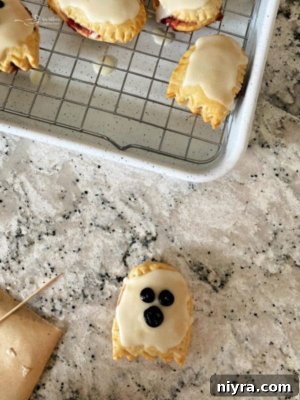 Decorating Ghostly Pop Tarts with faces