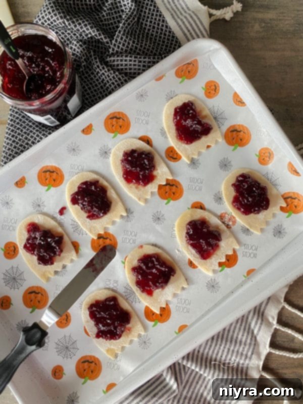 Adding jelly filling to pop tart ghosts