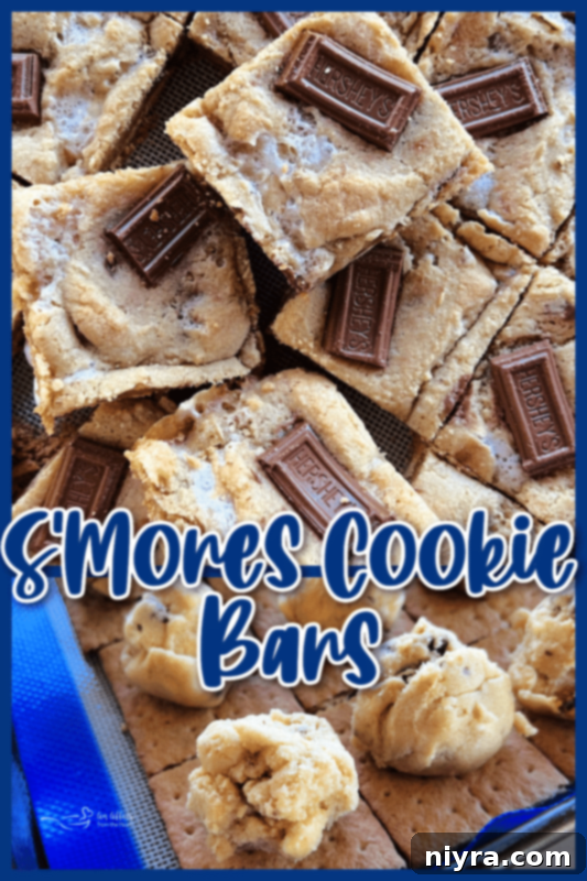 SMores Cookie Bars 12 A stack of S'mores Cookie Bars ready to be enjoyed