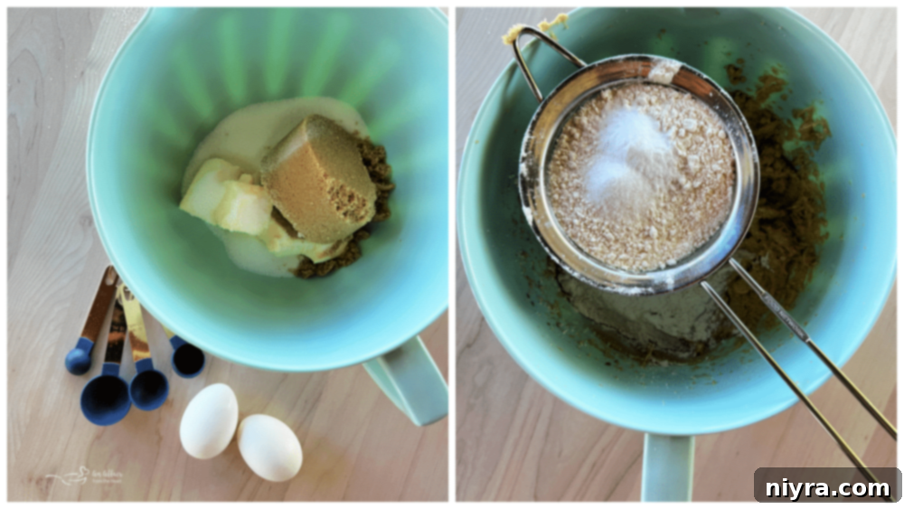 SMores Cookie Bars 7 Creamed butter and sugars in a stand mixer bowl