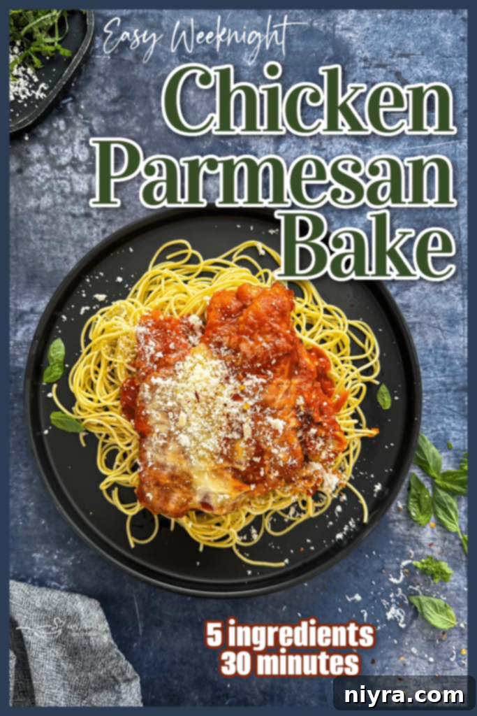 Plated Easy Weeknight Chicken Parmesan with side dish