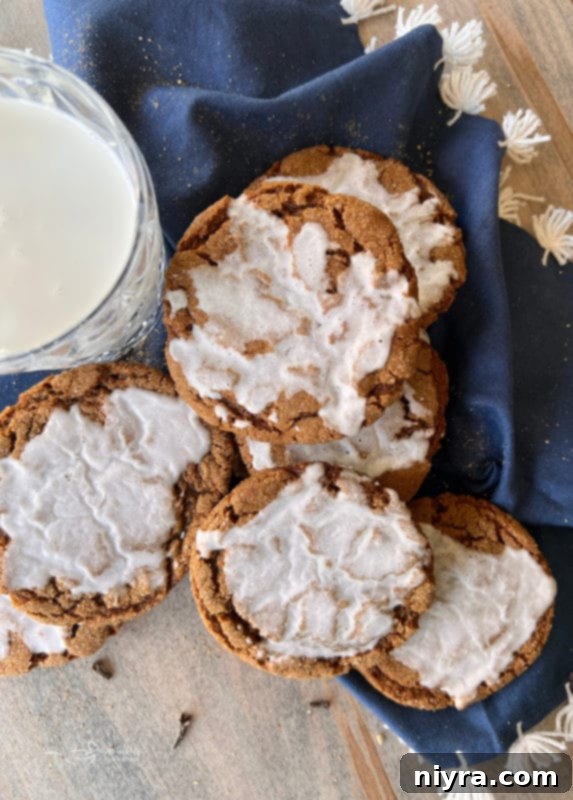 iced cookies in blue linen