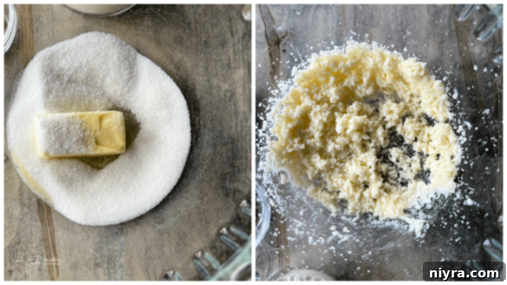 creaming butter and sugar in bowl 