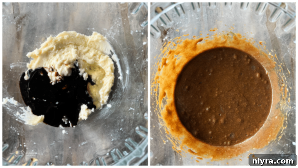 adding molasses to butter and sugar mixture in bowl 