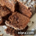 Bittersweet Chocolate Coffee Cake being sliced