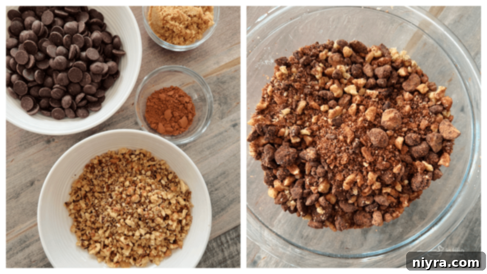 Ingredients for Bittersweet Chocolate Coffee Cake being mixed in a bowl.
