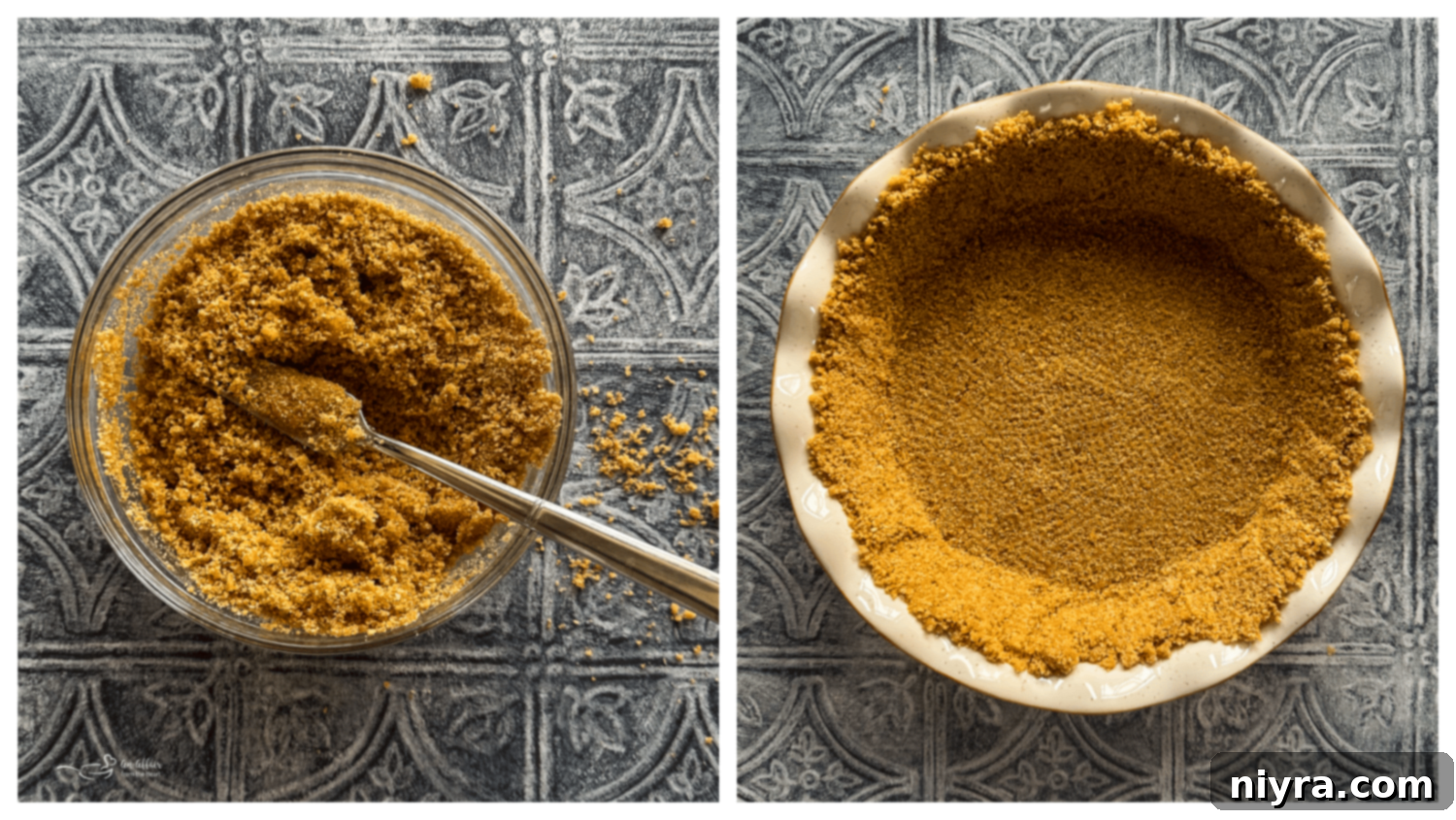 Step-by-step image of crushing graham crackers for a pie crust.