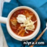 Delicious Lasagna Soup ready to be served