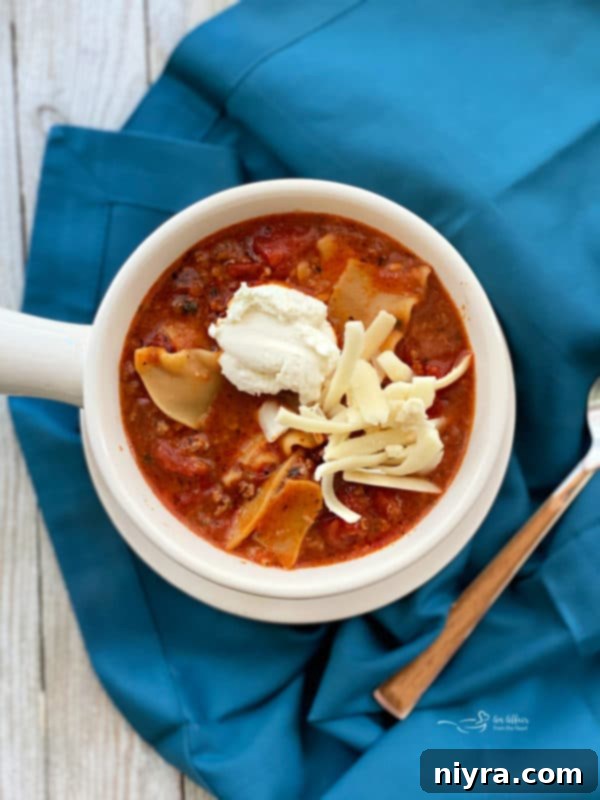 Comforting bowl of Lasagna Soup