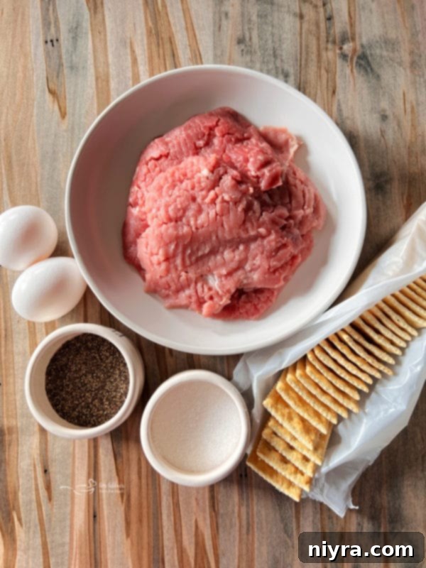 Crispy Breaded Pork Cutlets 6 Ingredients for breaded pork cutlets: pork, eggs, crackers, salt and pepper