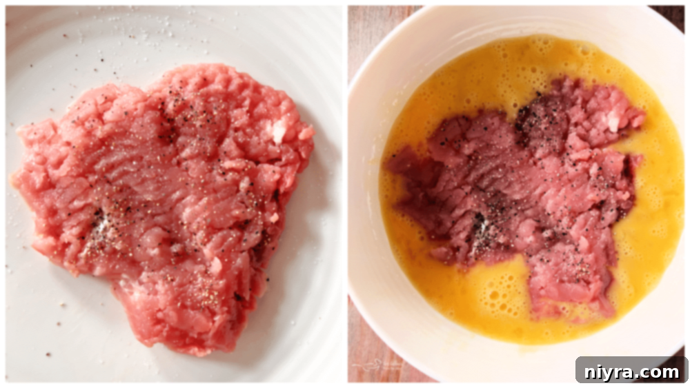 Crispy Breaded Pork Cutlets 8 First step: seasoning pork cutlet with salt and pepper