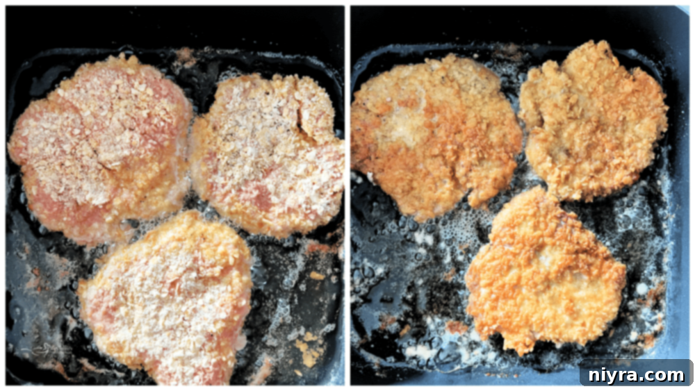 Crispy Breaded Pork Cutlets 10 Third step: pan-frying breaded pork cutlets