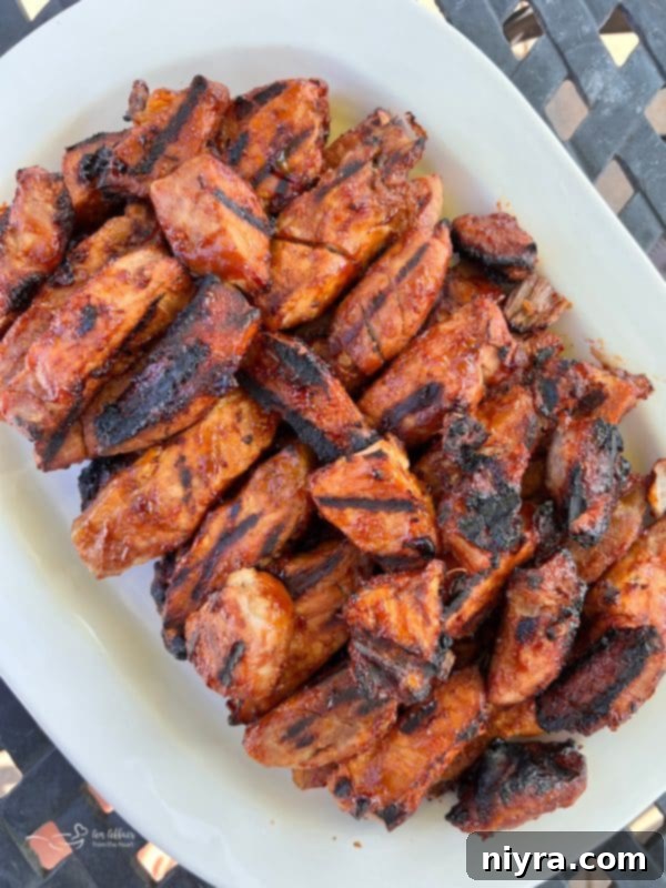 Close-up of grilled BBQ Pork Ribs, perfectly sauced