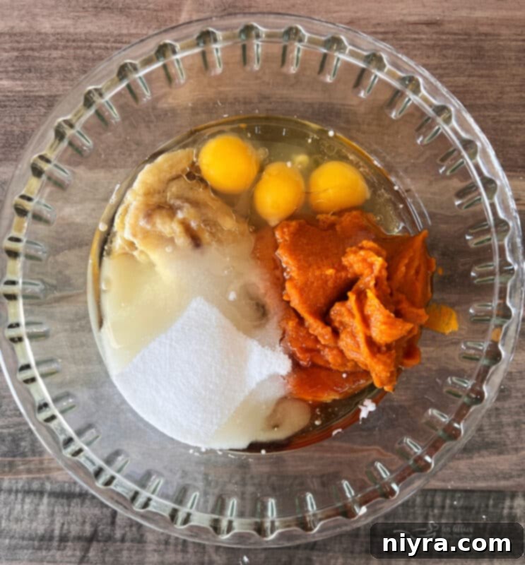 Mixing streusel topping ingredients