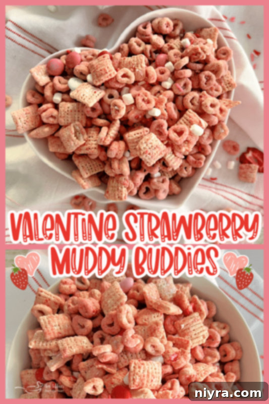 Two collage images displaying different presentations of puppy chow with text overlays for a recipe.