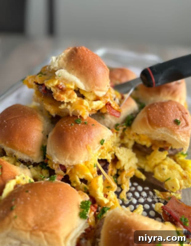 front view of breakfast sliders