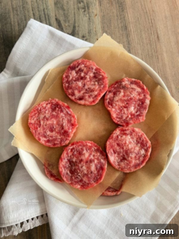 one plate with sausage patties