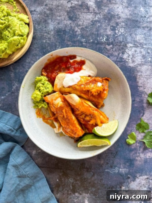 Easy Ground Beef Enchiladas on a plate
