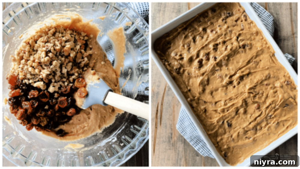 Hearty Spiced Raisin Bars 8 Mixing Batter for Raisin Spice Bars