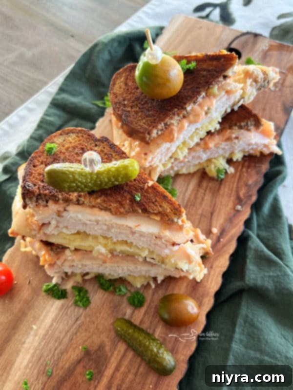 Delicious Turkey Reuben Sandwich on marbled rye