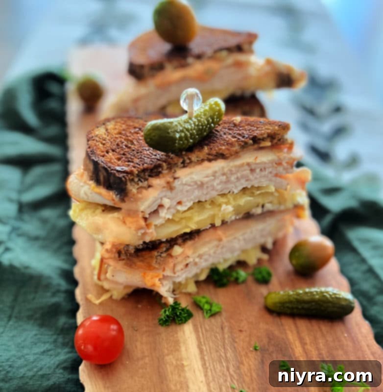 A delicious Turkey Reuben sandwich prepared at home
