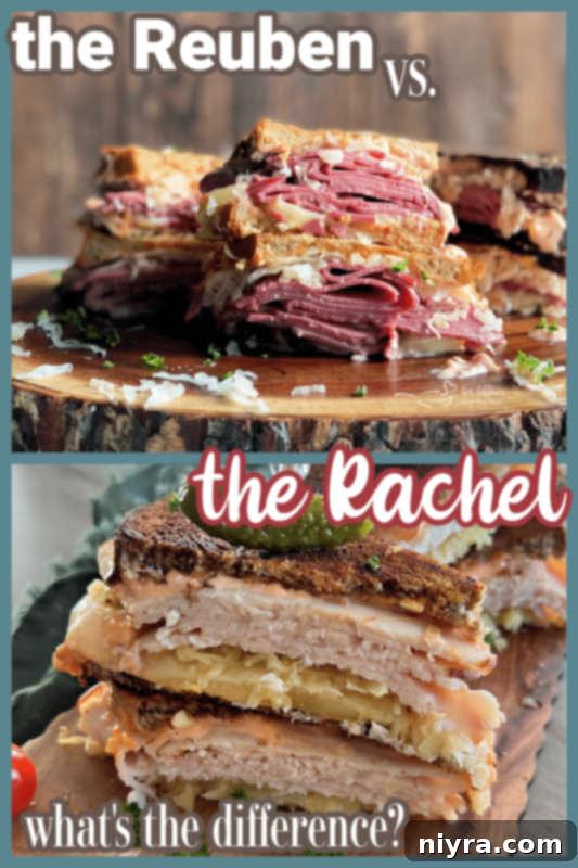 Comparison graphic: The Reuben vs The Rachel Sandwich