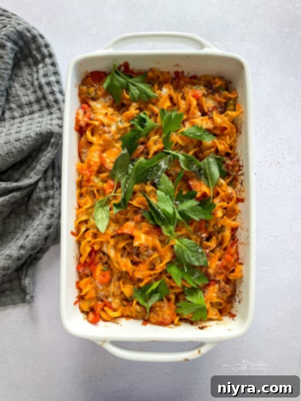 Pizza and Pasta Perfection 12 Baked Pizza Pasta Casserole, golden and bubbly from the oven