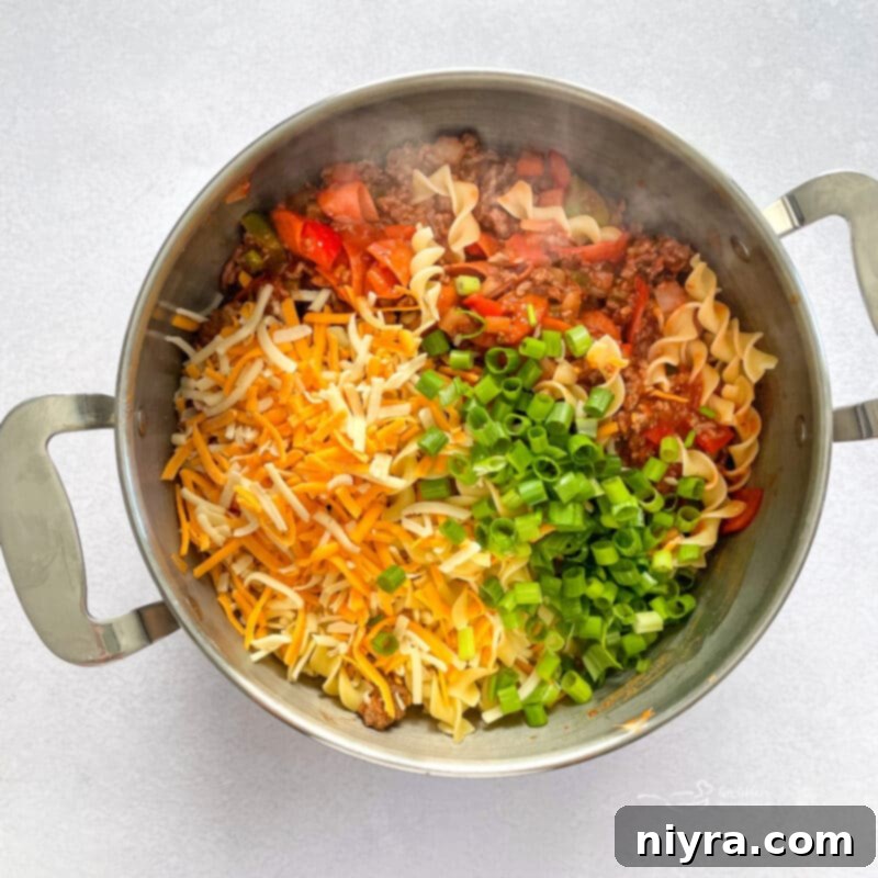 Pizza and Pasta Perfection 9 Pepperoni added to the meat and vegetable mixture