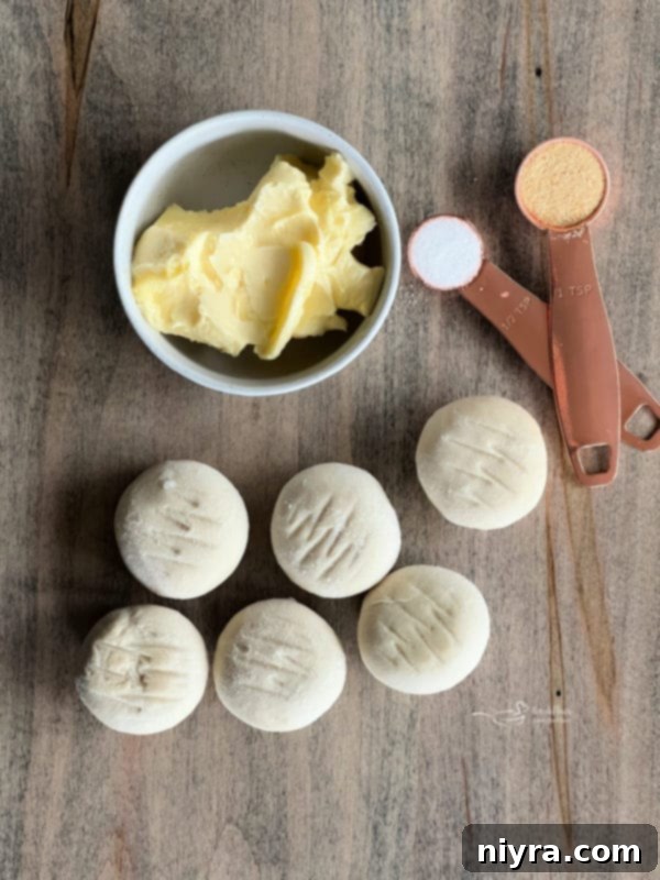 Ingredients for Olive Garden Breadsticks: Frozen dough, butter, garlic powder, sea salt