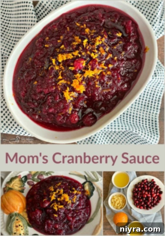 Homemade Cranberry Goodness 9 A beautifully composed flat lay of Mom's Homemade Cranberry Sauce in a white oval bowl, ready for a festive table.