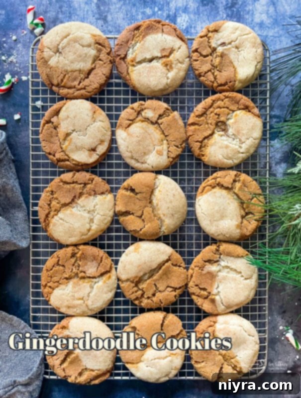 A festive platter of Gingerdoodle Cookies, elegantly arranged and ready for a holiday gathering.