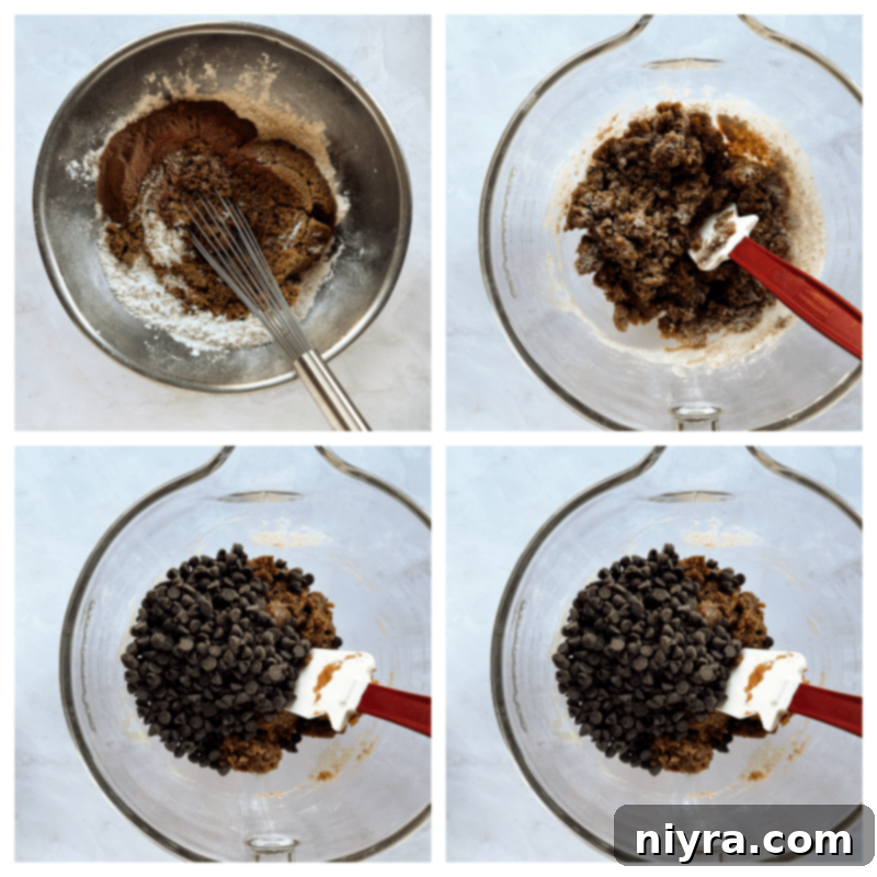 Step-by-step image of mixing dry ingredients for Malted Chocolate Chip Cookies