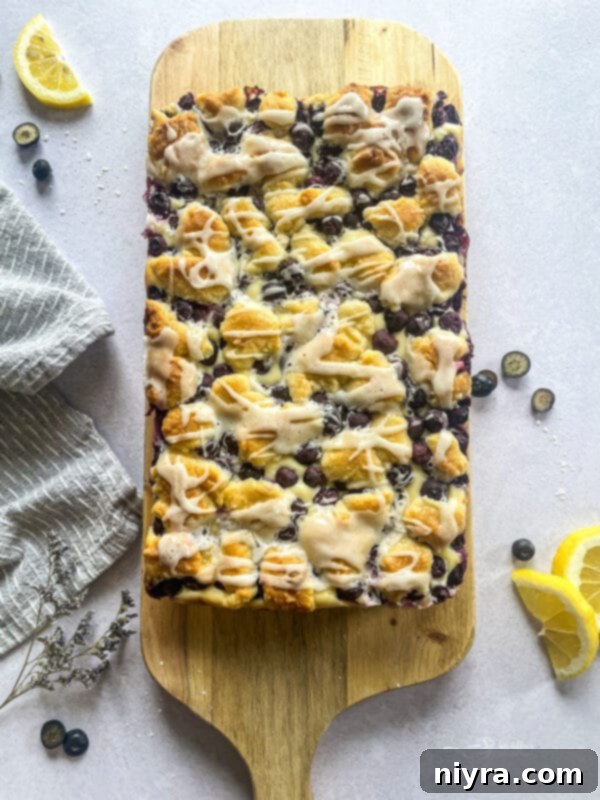 Zesty Lemon Blueberry Crumb Bars 12 paddle platter with fresh baked blueberry lemon crumb bars