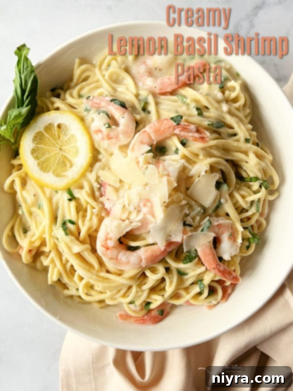 Creamy Lemon Basil Shrimp Pasta
