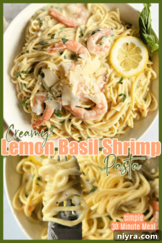 Creamy Lemon Basil Shrimp Pasta _ An Affair from the Heart