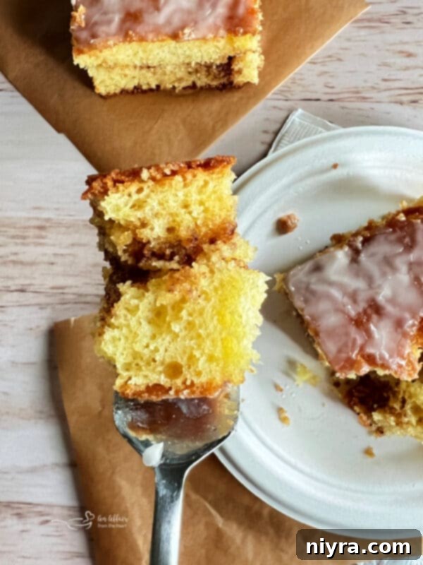 Honey Bun Cake Bite on Fork