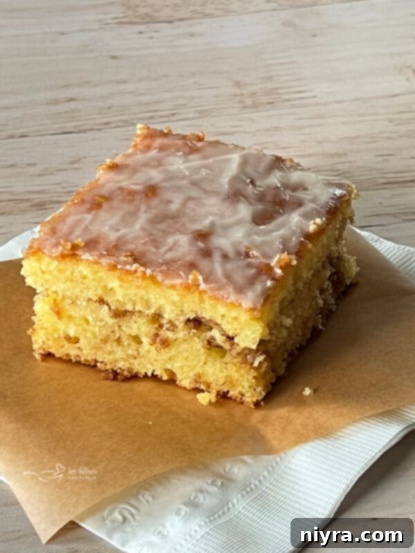 Honey Bun Cake in Square Shape on Napkins