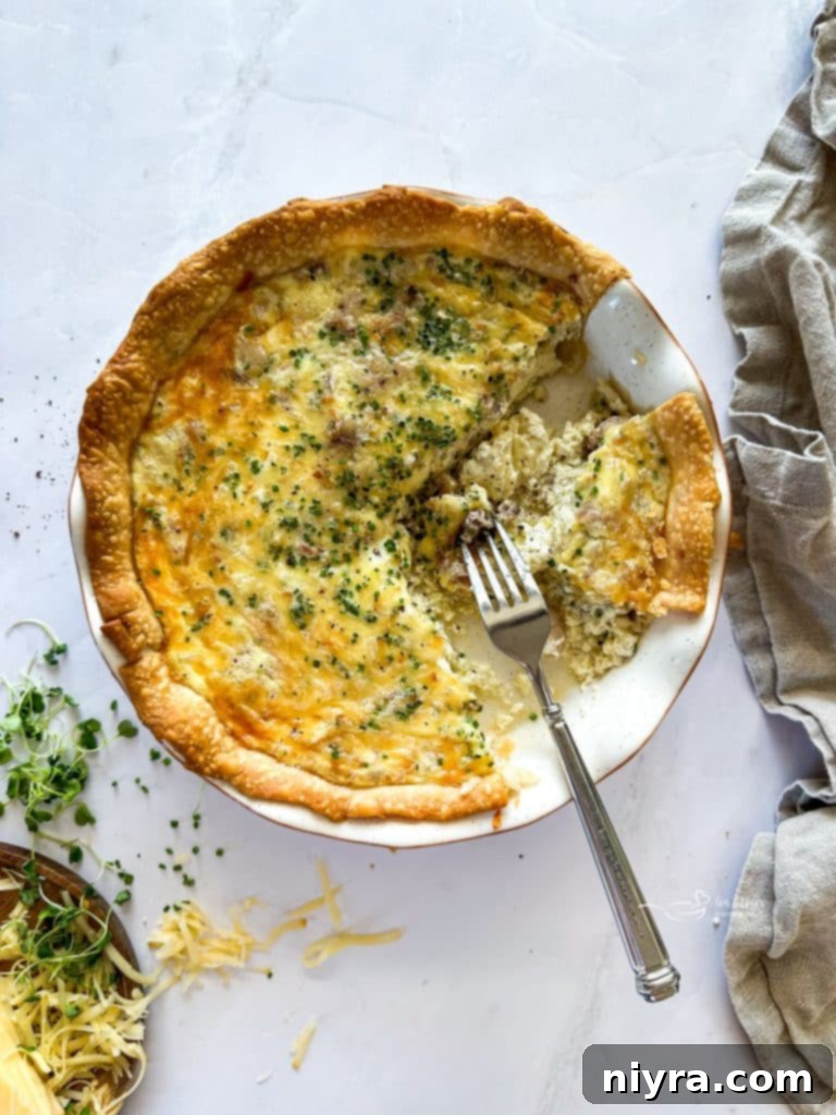 Pinterest graphic for Ham and Smoked Gouda Quiche.